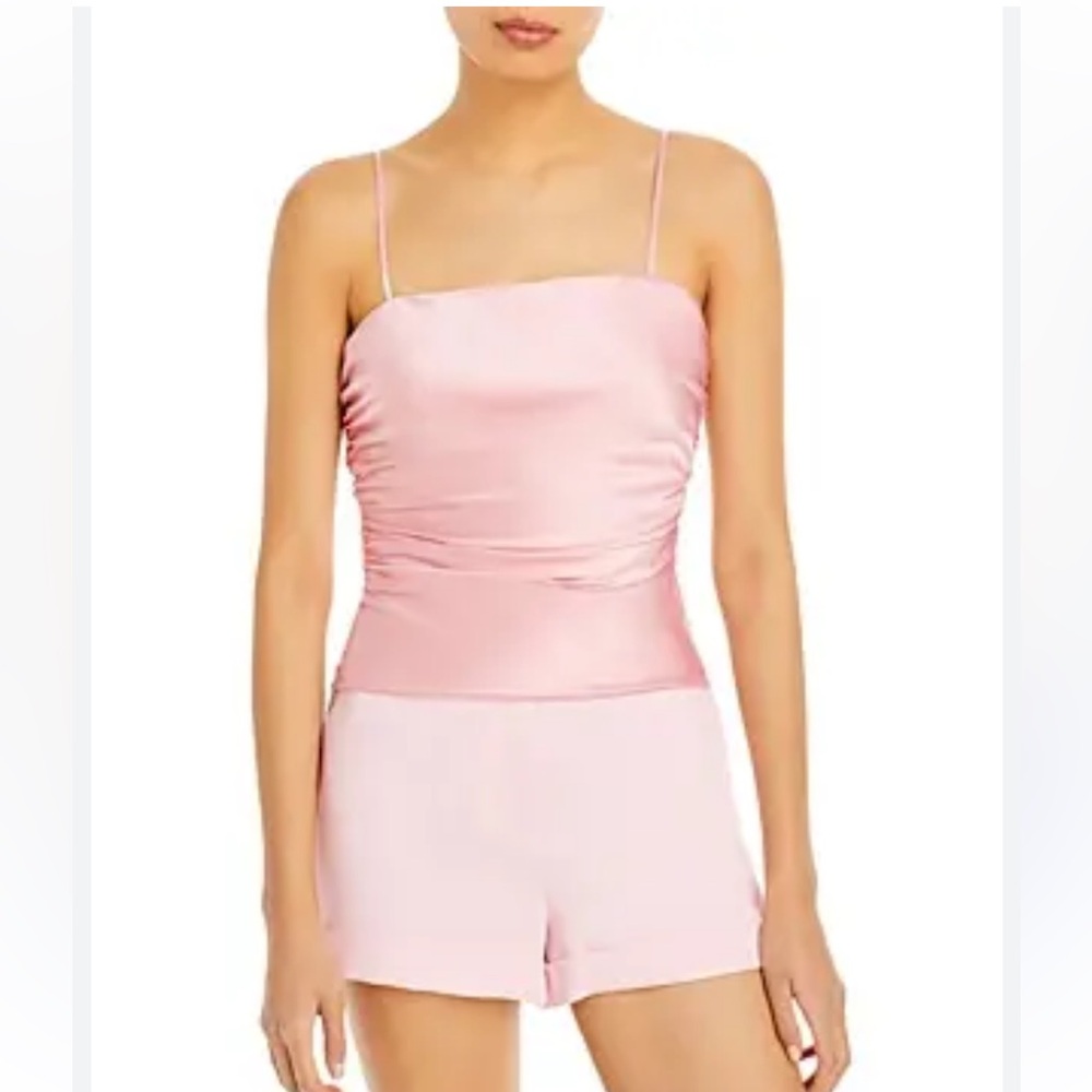 Cinq à Sept Jaylin Ruched Stretch Silk Camisole In Pink Quartz